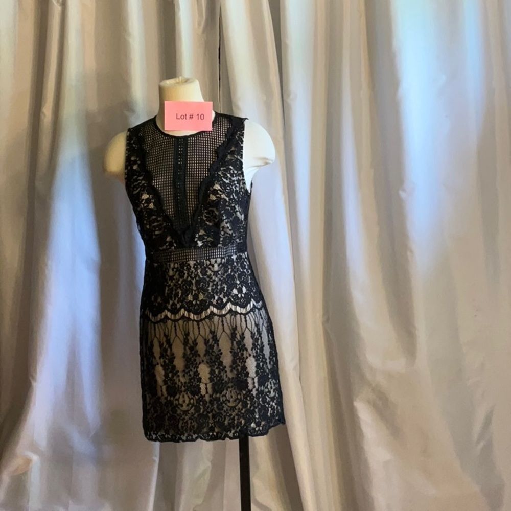 DAINTY HOOLIGAN sleeveless dress in black & nude in size medium